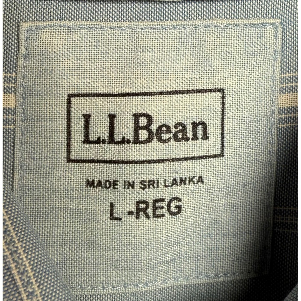 L.L. Bean Mens Striped Button Down Shirt Long Sleeve‎ Large Regular Fit - Picture 4 of 4
